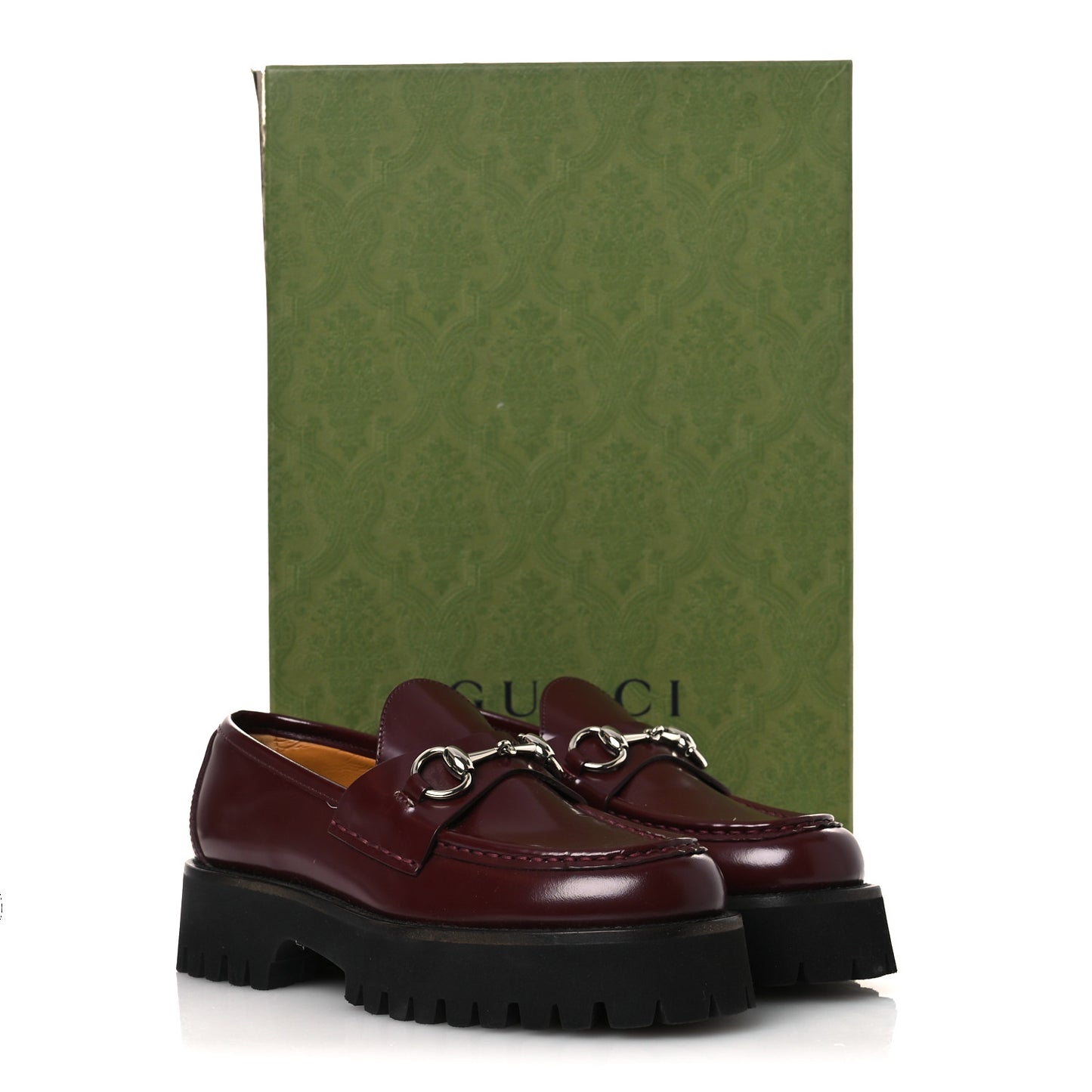 Cordovan Lux Womens Horsebit 45mm Platform Loafers 36.5 Vintage Bordeaux