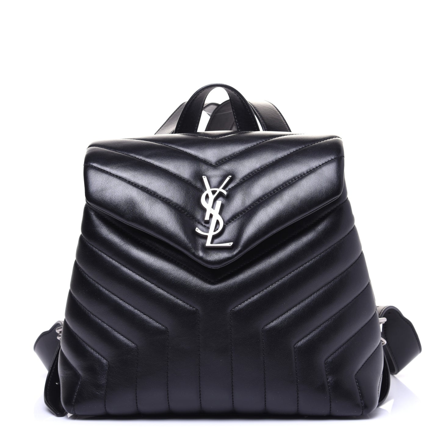 Calfskin Y Quilted Monogram Small Loulou Backpack Black