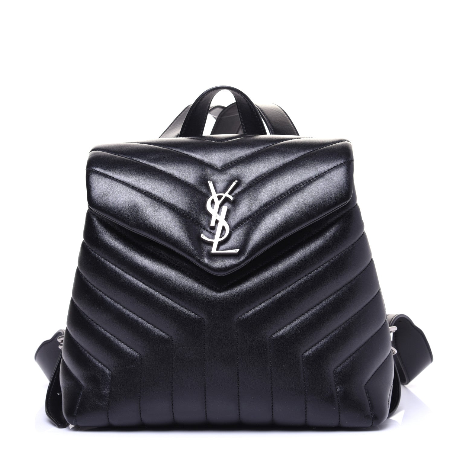 Saint Laurent Calfskin Y Quilted Monogram Small Loulou Backpack Black 1 of 12