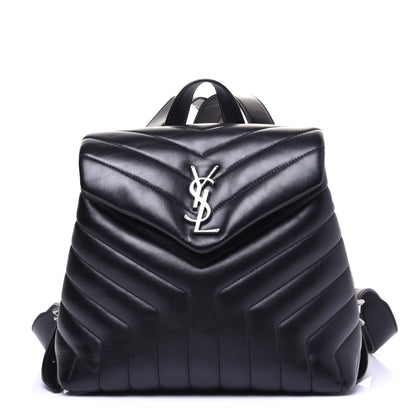 Saint Laurent Calfskin Y Quilted Monogram Small Loulou Backpack Black 1 of 12