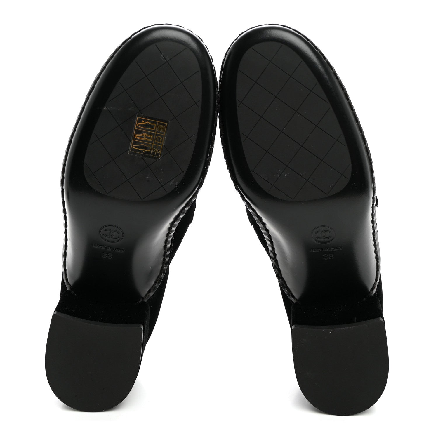 Chanel Velvet Metal CC Loafers 38 Black 6 of 9