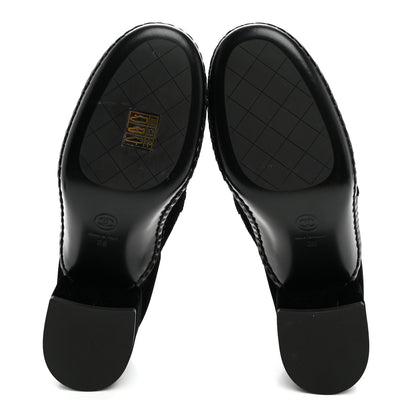 Chanel Velvet Metal CC Loafers 38 Black 6 of 9