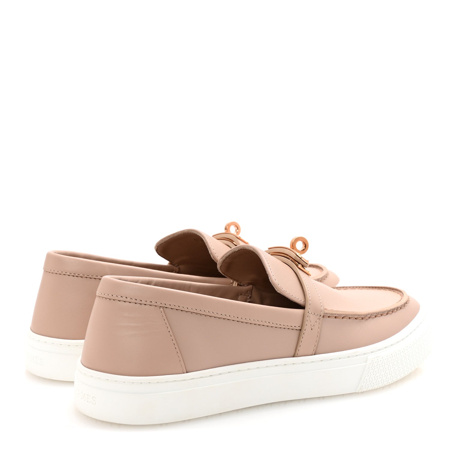 Hermes Calfskin Game Slip On Sneakers 37.5 Beige Nude 5 of 9