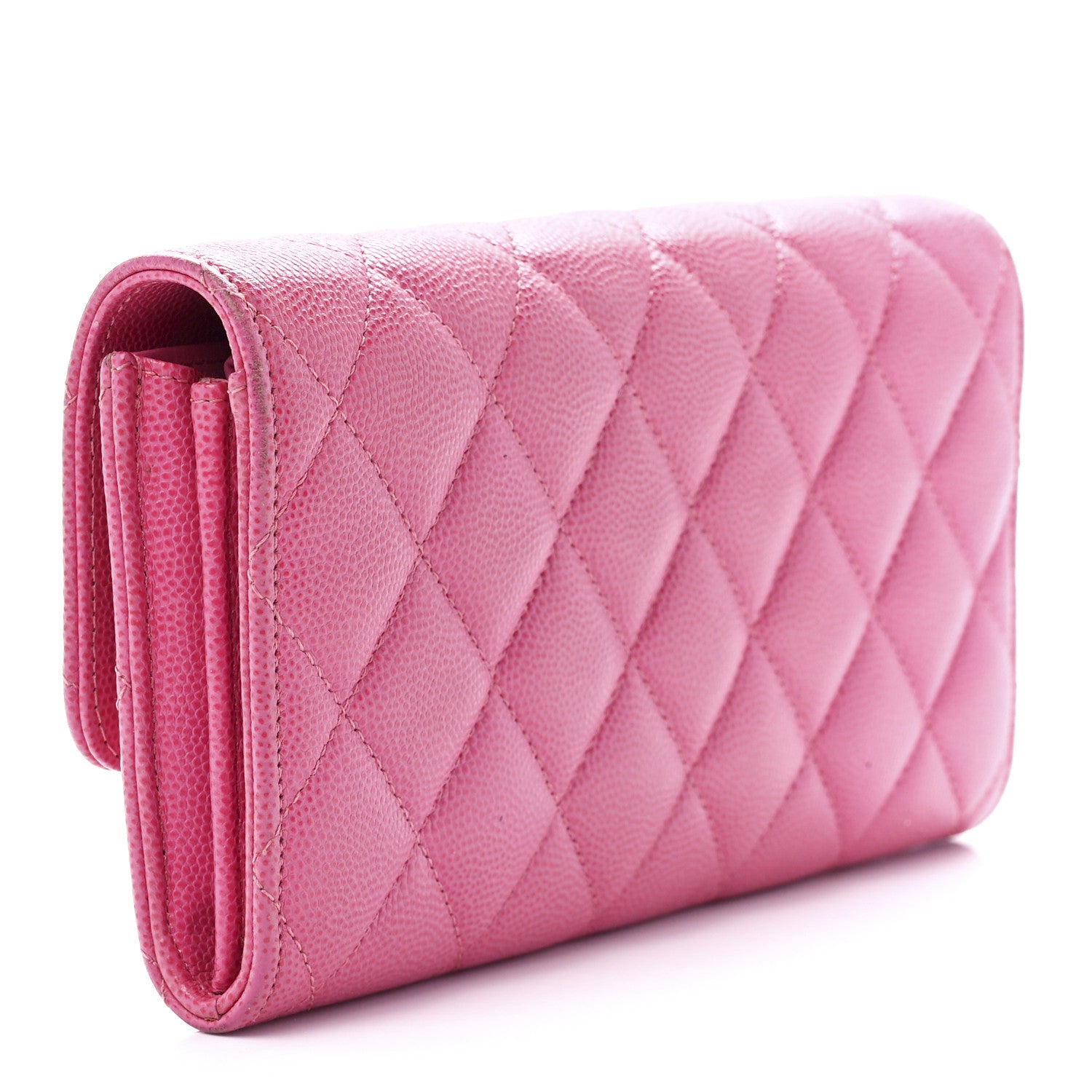 Chanel Caviar Quilted Large Gusset Flap Wallet Pink 3 of 13