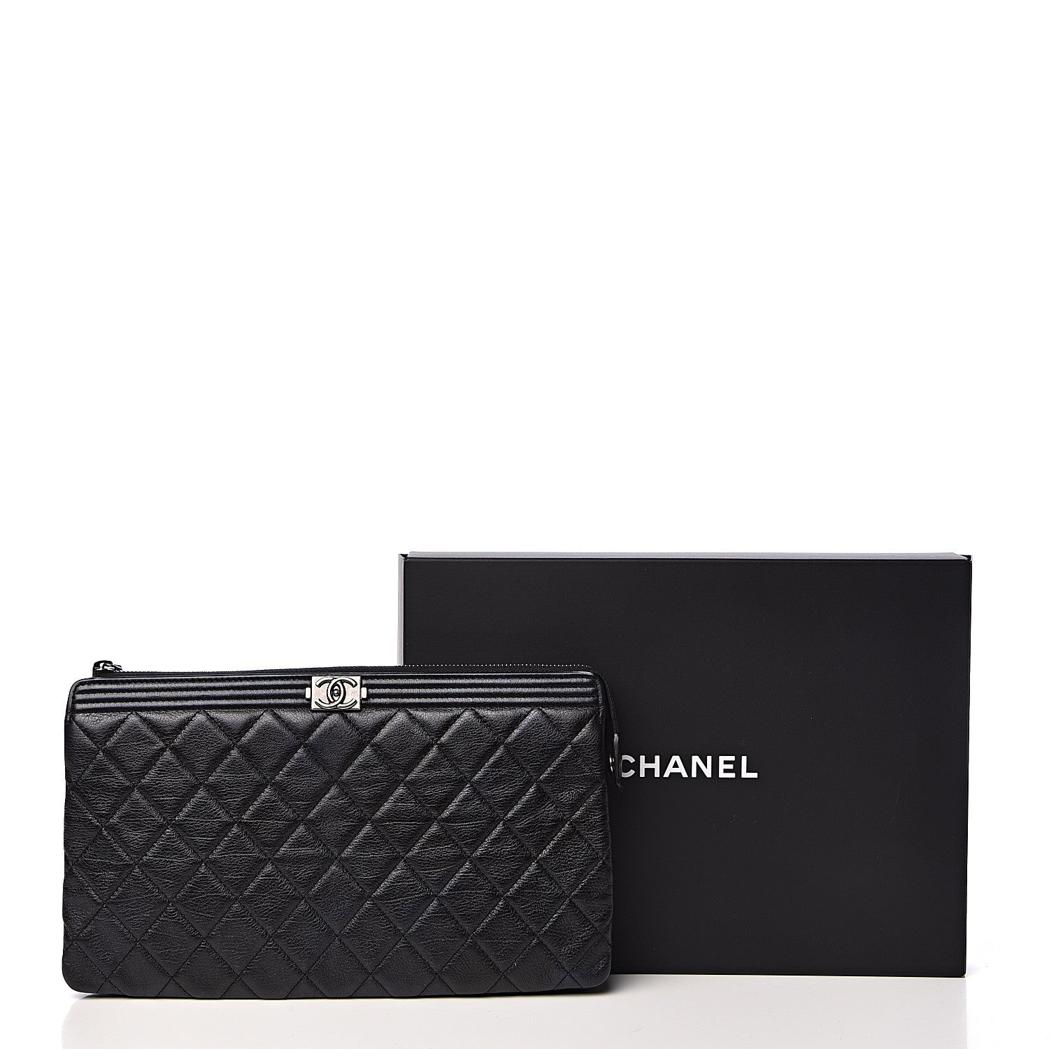 Chanel Calfskin Quilted Small Zipped Boy Pouch Black 13 of 13