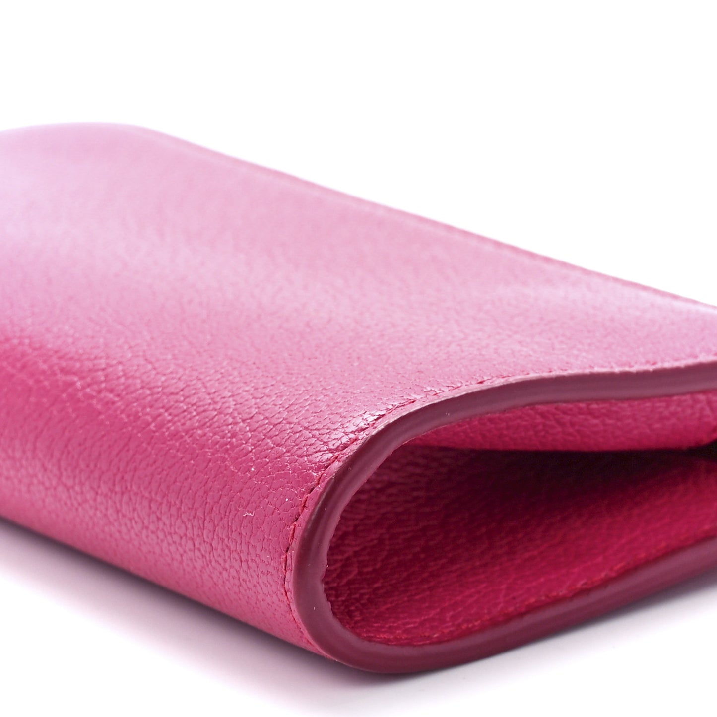 Goatskin Madras Zip Compact Wallet Pink