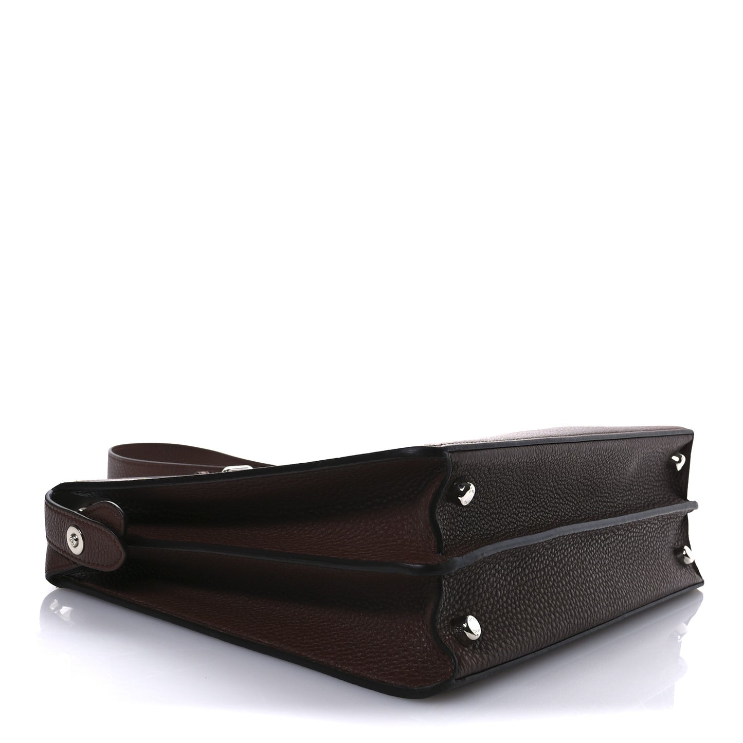 Cuoio Romano Vitello Cover Glazed Fabric Bi-Color FF 1974 Medium Peekaboo I SEE U Satchel Ghianda Saddler Tobacco Moro