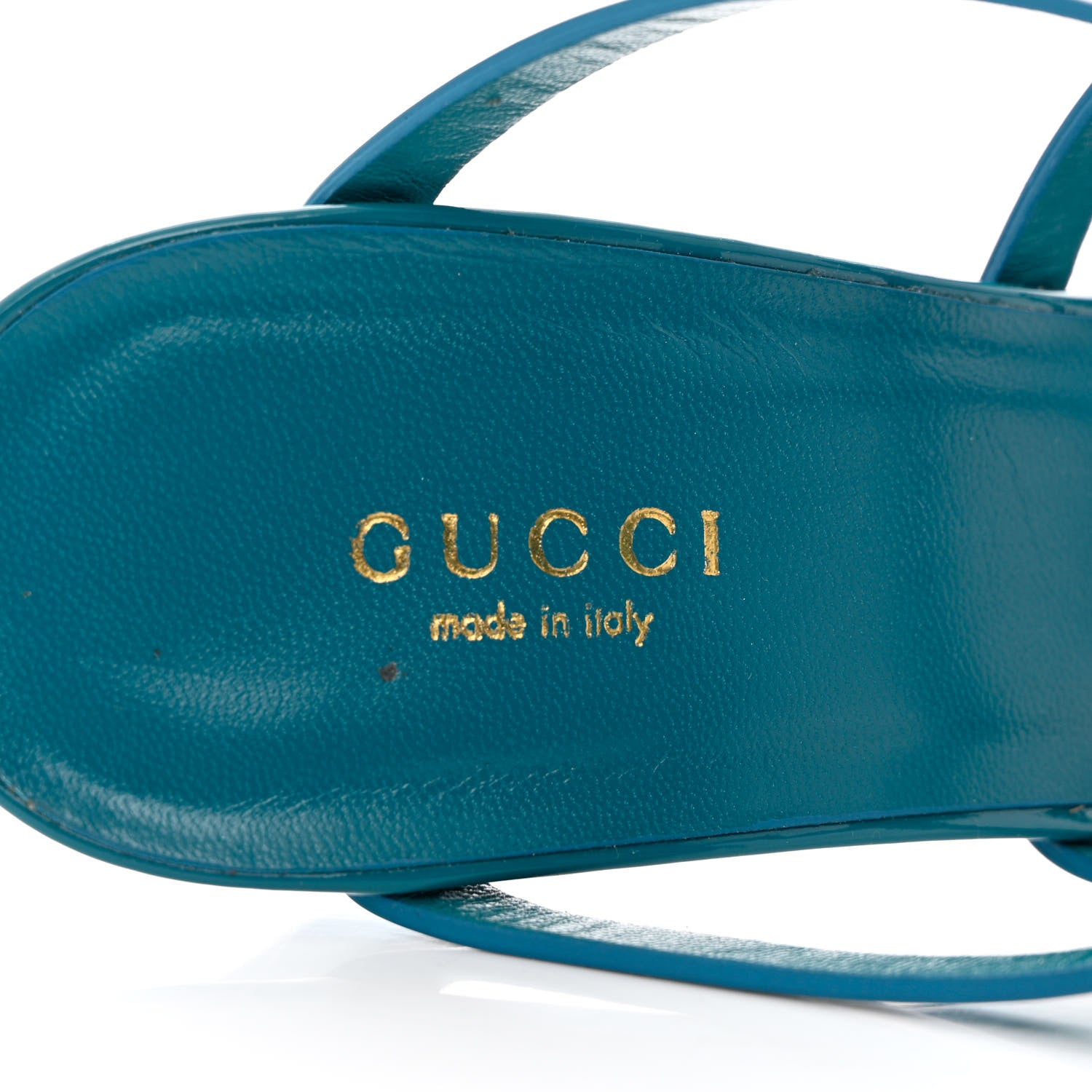 Gucci Vernice Crystal Ursula Ankle Wrap Caged Sandals 39 Deep Cobalt 6 of 10