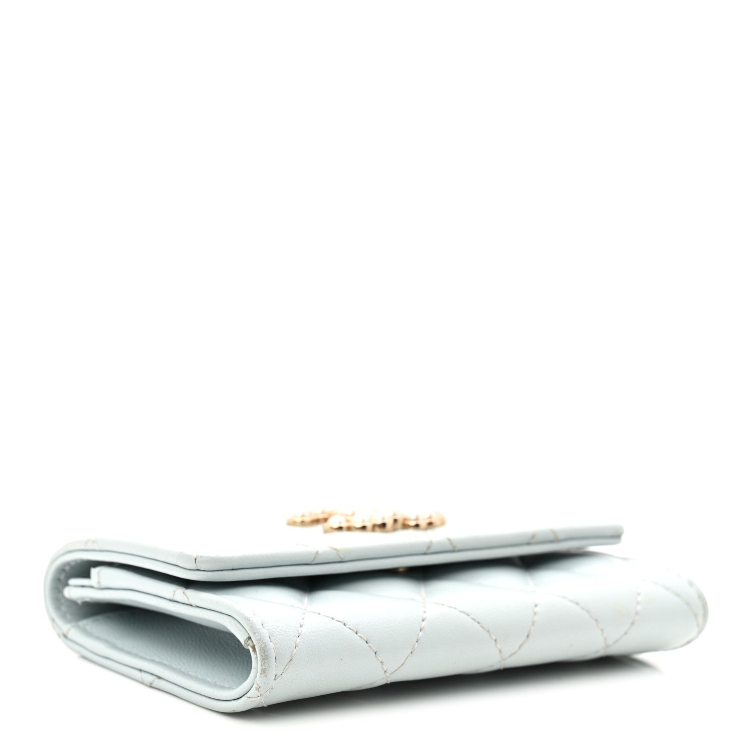 Chanel Lambskin Quilted Pearl CC Chanel Flap Card Holder Light Blue 4 of 9