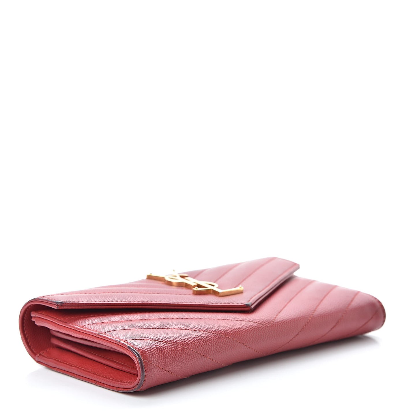 Grain De Poudre Matelasse Chevron Monogram Flap Wallet Red