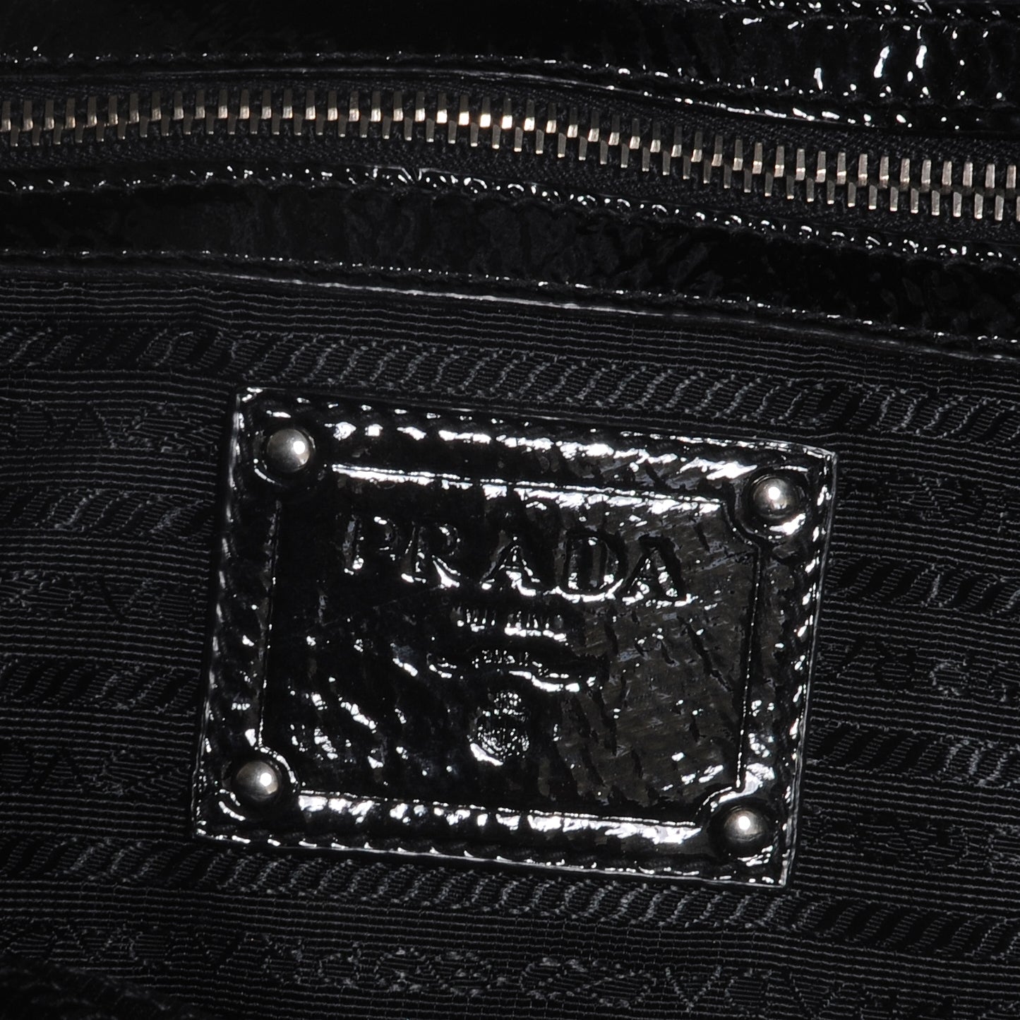 Prada Vernice Chevron Dome Satchel Black 7 of 8