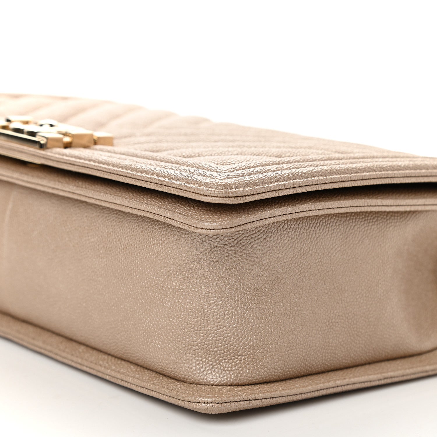 Chanel Caviar Chevron Quilted New Medium Boy Flap Light Beige 9 of 9