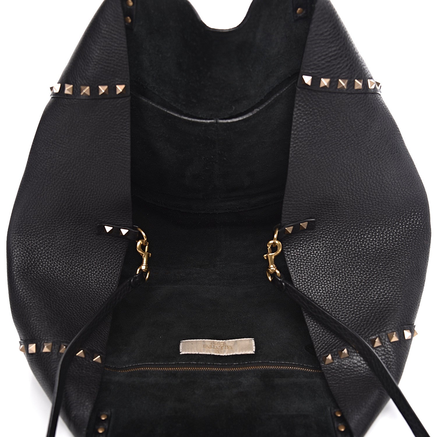Valentino Garavani Grained Calfskin Tribal Large Rockstud Rolling Crossbody Tote Black 5 of 17