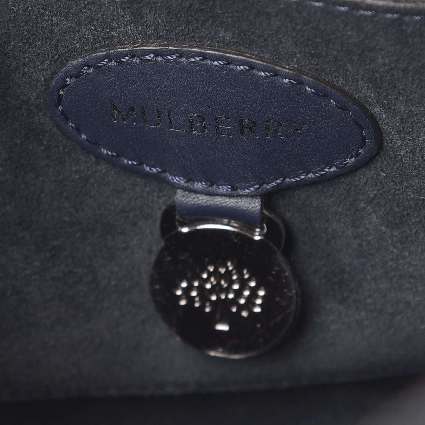 Silky Calf Nubuck Stripe Small Willow Tote Midnight Blue