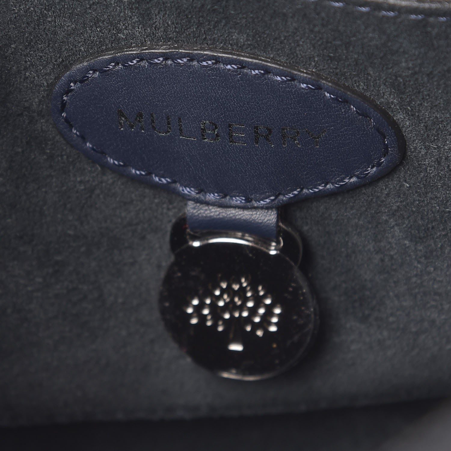 Mulberry Silky Calf Nubuck Stripe Small Willow Tote Midnight Blue 6 of 10
