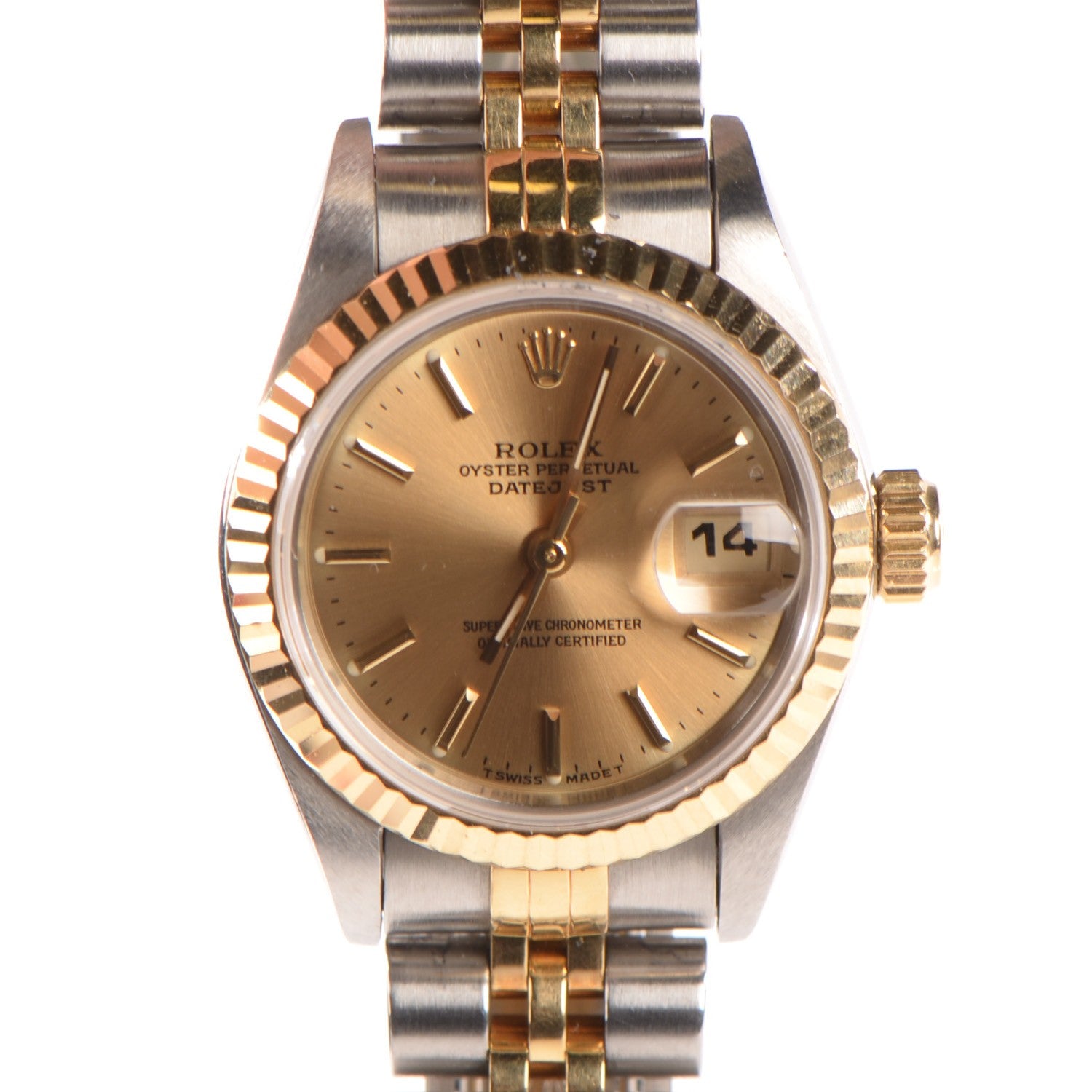 Rolex Stainless Steel 18K Yellow Gold 26mm Oyster Perpetual Datejust Watch Champagne 79173 1 of 9