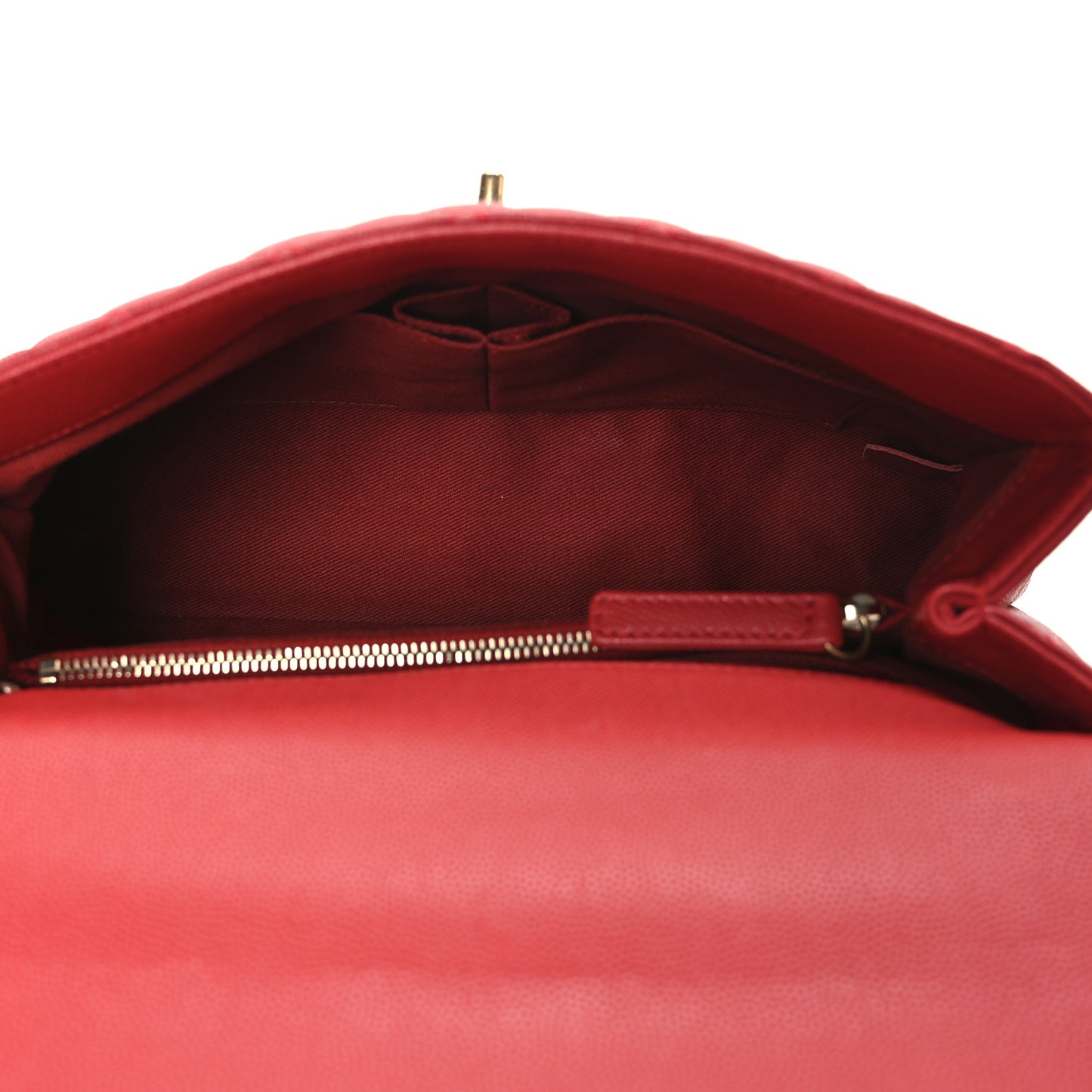 Caviar Quilted Small Coco Handle Flap Red