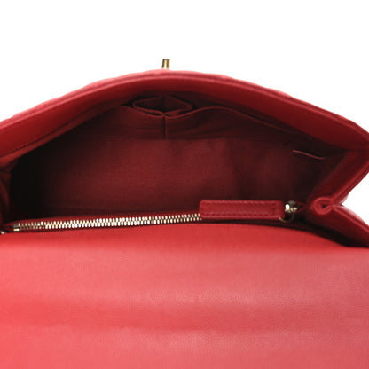Chanel Caviar Quilted Small Coco Handle Flap Red 4 of 10