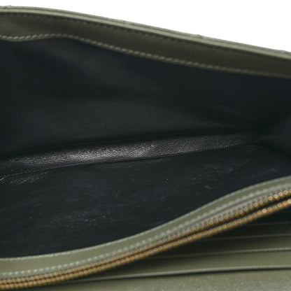 Saint Laurent Grain De Poudre Matelasse Chevron Monogram Chain Wallet Light Sage 6 of 10