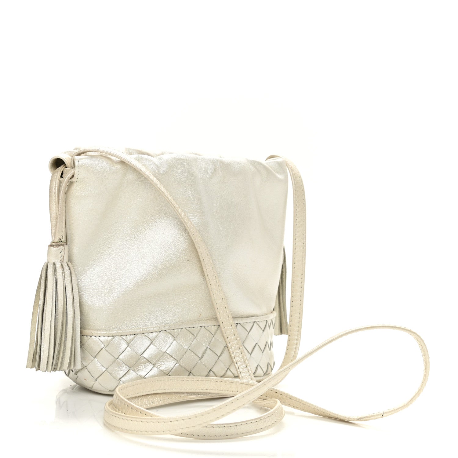 Bottega Veneta Nappa Intrecciato Drawstring Bucket Bag White 3 of 14