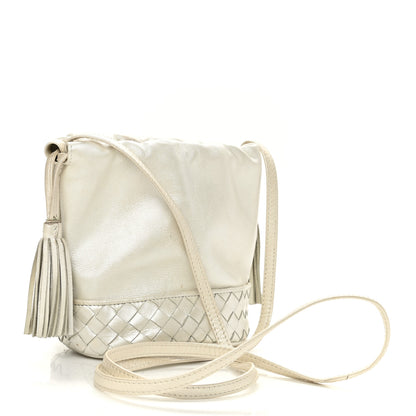 Bottega Veneta Nappa Intrecciato Drawstring Bucket Bag White 3 of 14