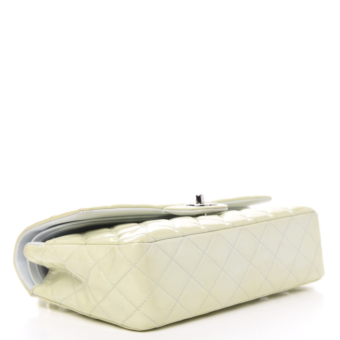 Patent Quilted Medium Double Flap Dark White