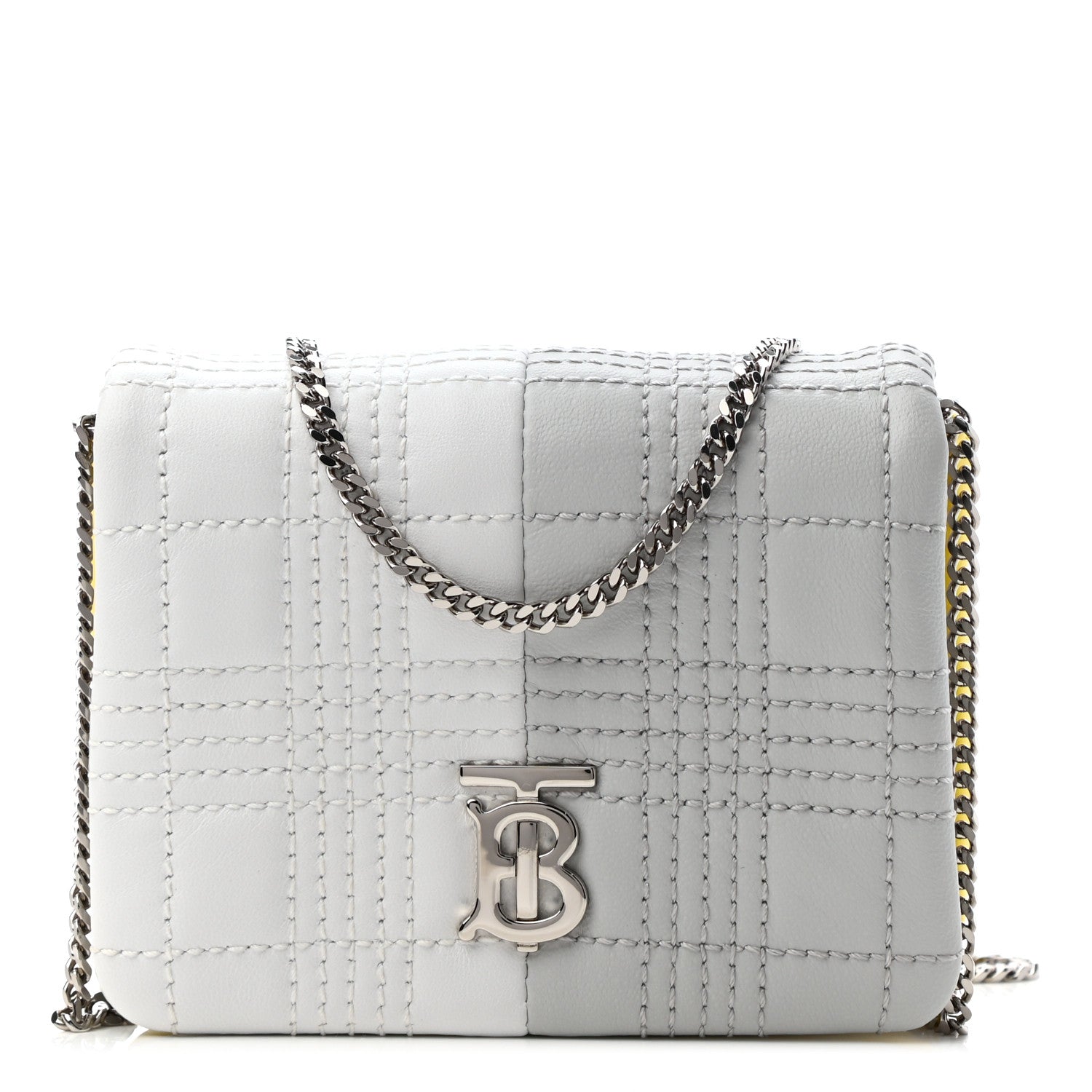 Burberry Lambskin Quilted Mini Lola Bag White Grey Yellow 1 of 8