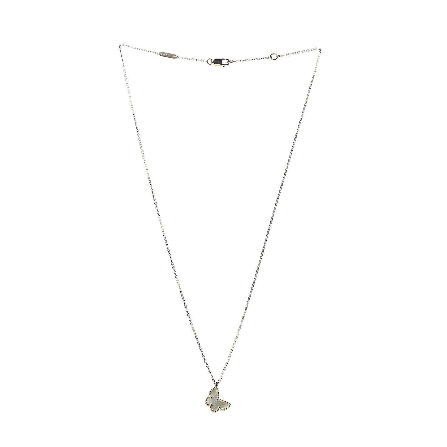18K Yellow Gold Mother of Pearl Sweet Alhambra Butterfly Pendant Necklace