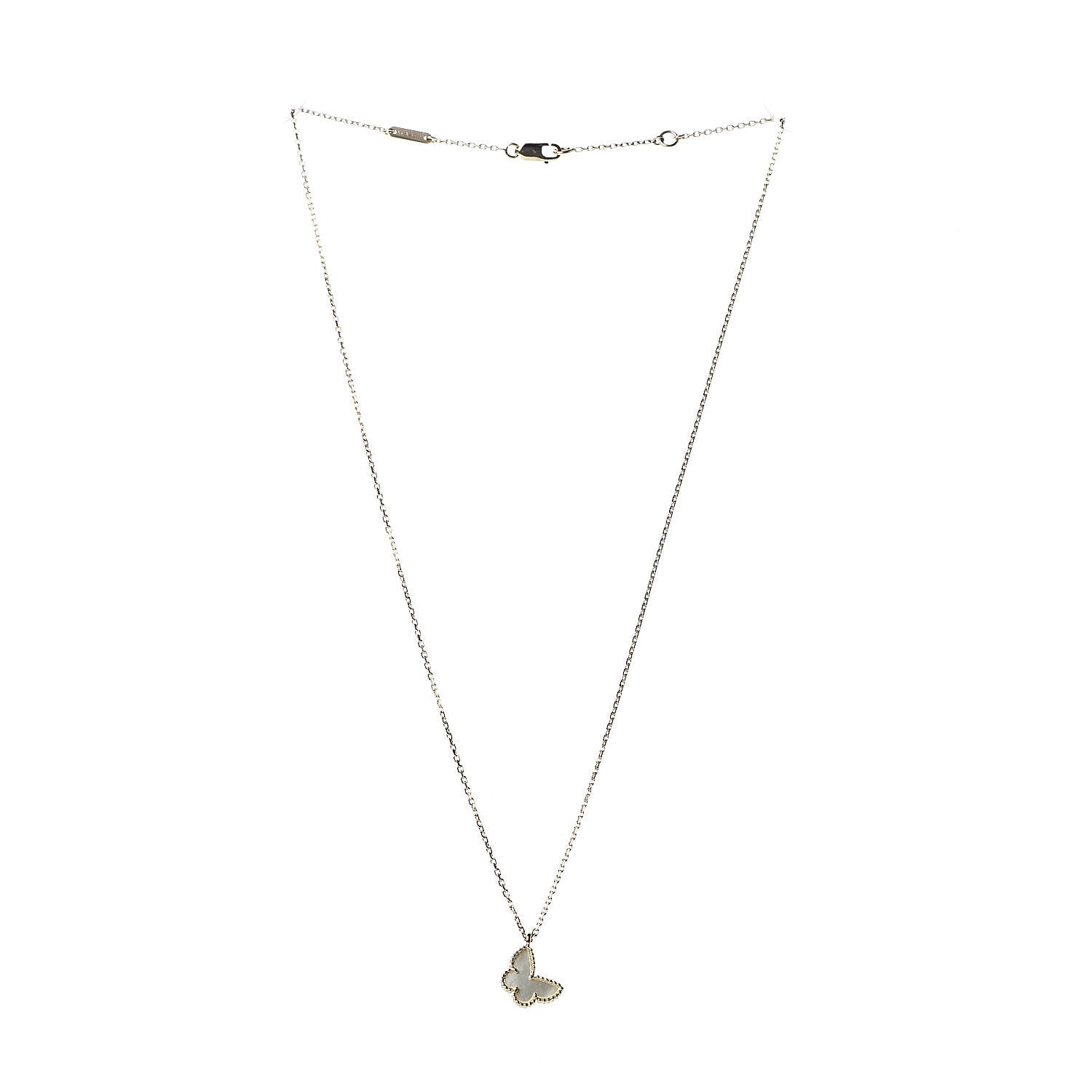 Van Cleef & Arpels 18K Yellow Gold Mother of Pearl Sweet Alhambra Butterfly Pendant Necklace 3 of 8