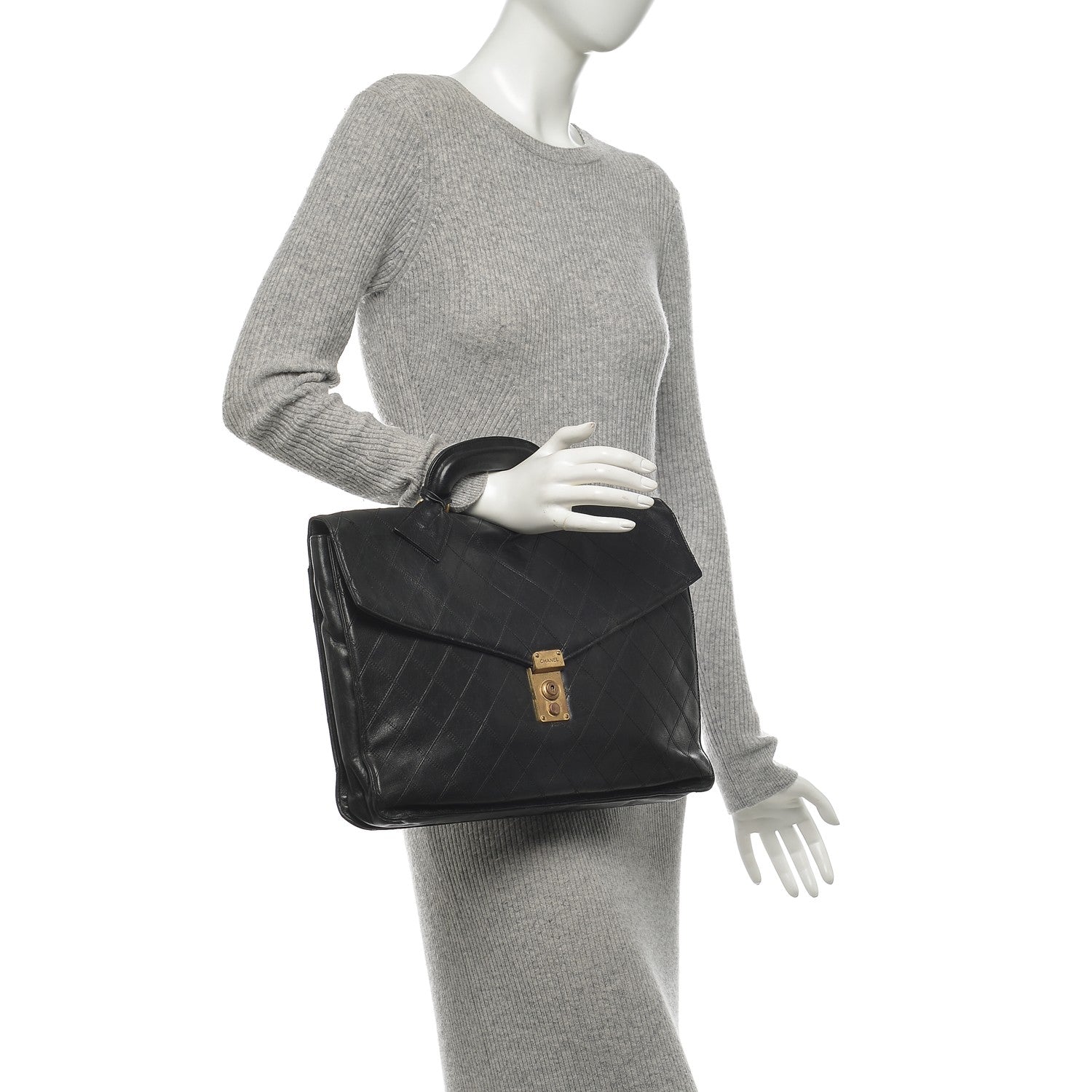Chanel Lambskin Quilted Briefcase Bag Black 2 of 8