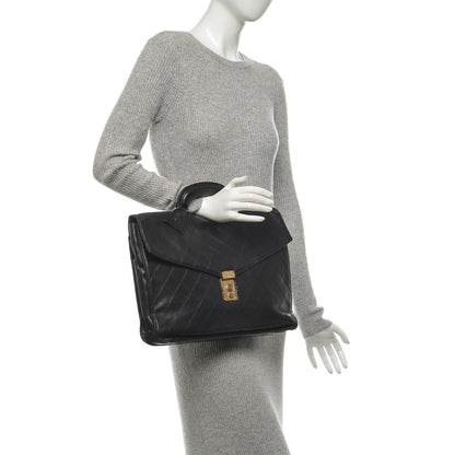 Chanel Lambskin Quilted Briefcase Bag Black 2 of 8