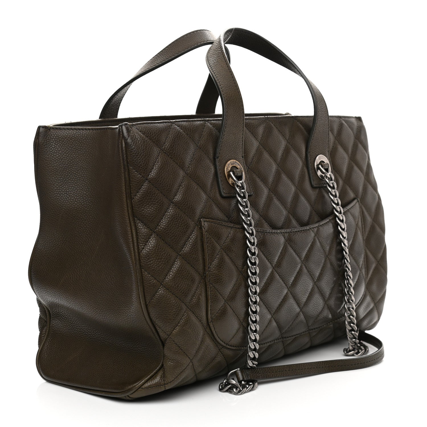 Chanel Caviar Quilted Large Casual Pocket Tote Khaki 3 of 10