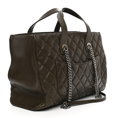 Chanel Caviar Quilted Large Casual Pocket Tote Khaki 3 of 10