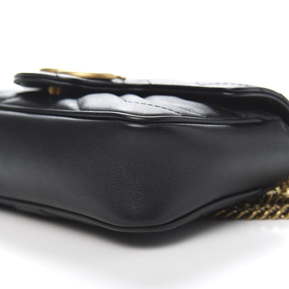 Gucci Calfskin Matelasse Super Mini GG Marmont Shoulder Bag Black 9 of 11