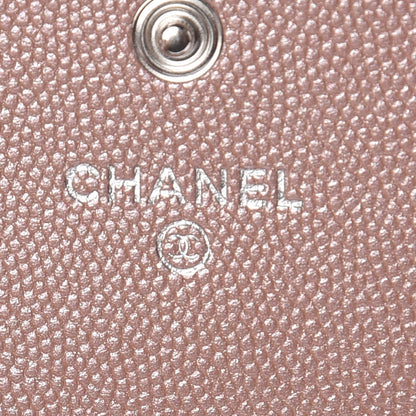 Chanel Metallic Caviar Chevron Quilted Vintage Mademoiselle Card Holder Pink 8 of 11