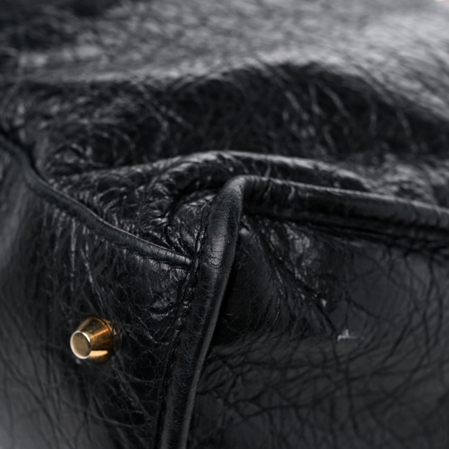 Agneau Classic Gold Hardware Work Black