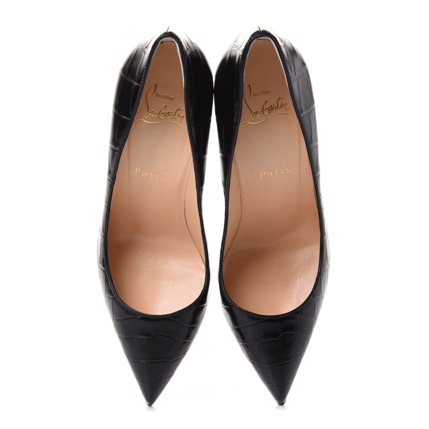Christian Louboutin Calfskin Crocodile Embossed Pigalle Follies 120 Pumps 37.5 Black 11 of 20