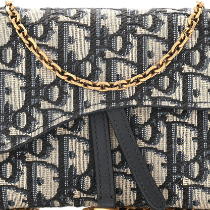 Christian Dior Oblique Saddle Chain Long Wallet Blue 9 of 12