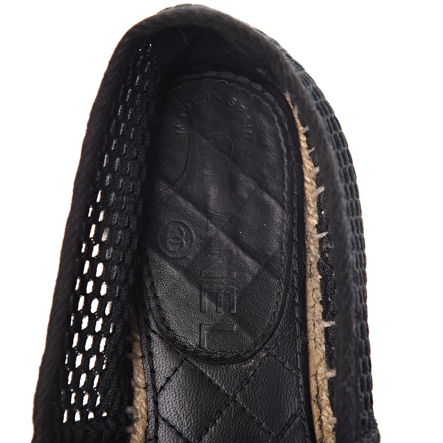 Mesh Lambskin Espadrilles 40 Black