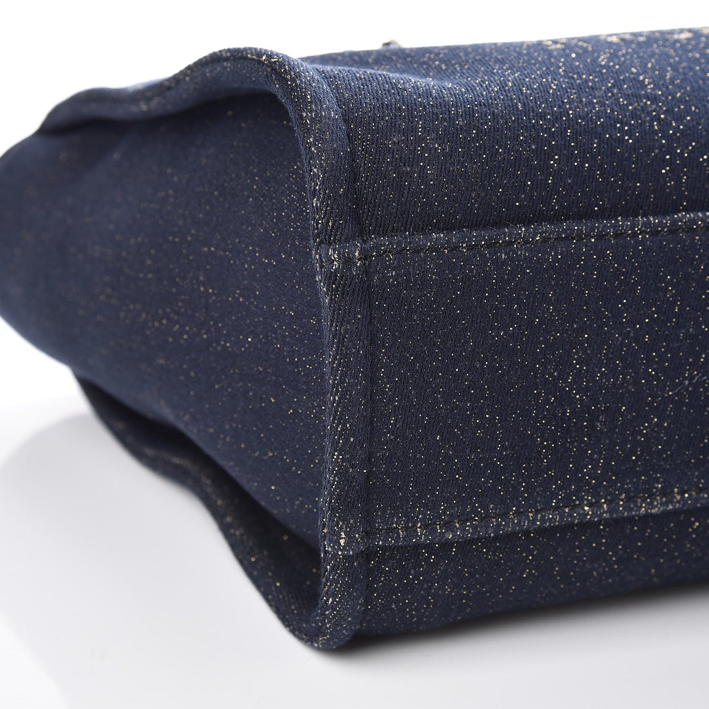 Lurex Canvas Small Deauville Tote Navy Blue Gold
