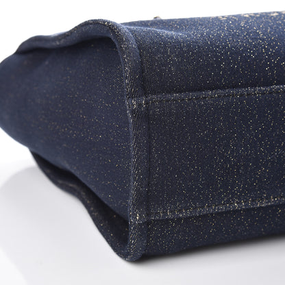 Chanel Lurex Canvas Small Deauville Tote Navy Blue Gold 8 of 10