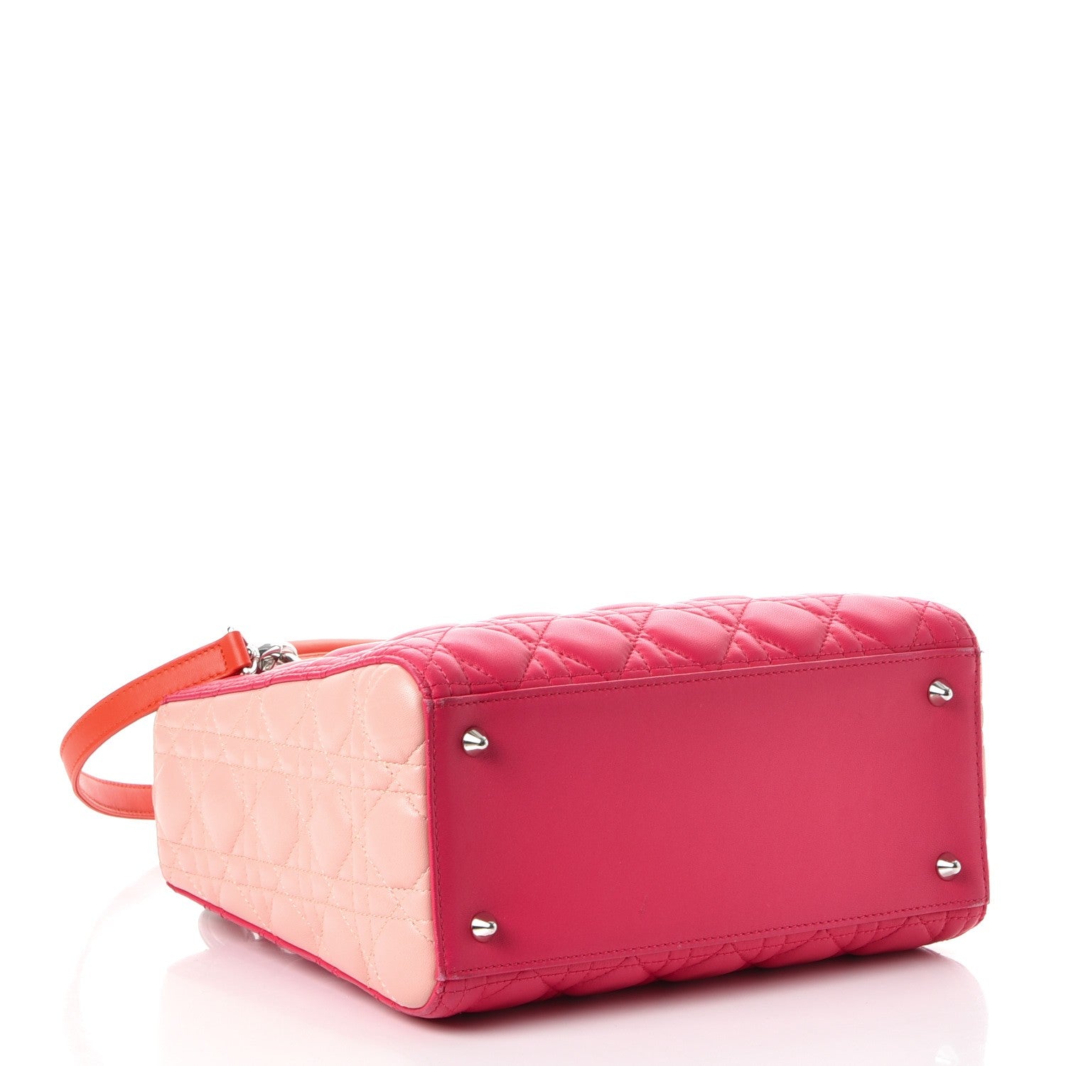 Christian Dior Lambskin Cannage Tri-Color Medium Lady Dior Orange Riviera Fuchsia Cosmopolitan Lipstick Natural 4 of 12