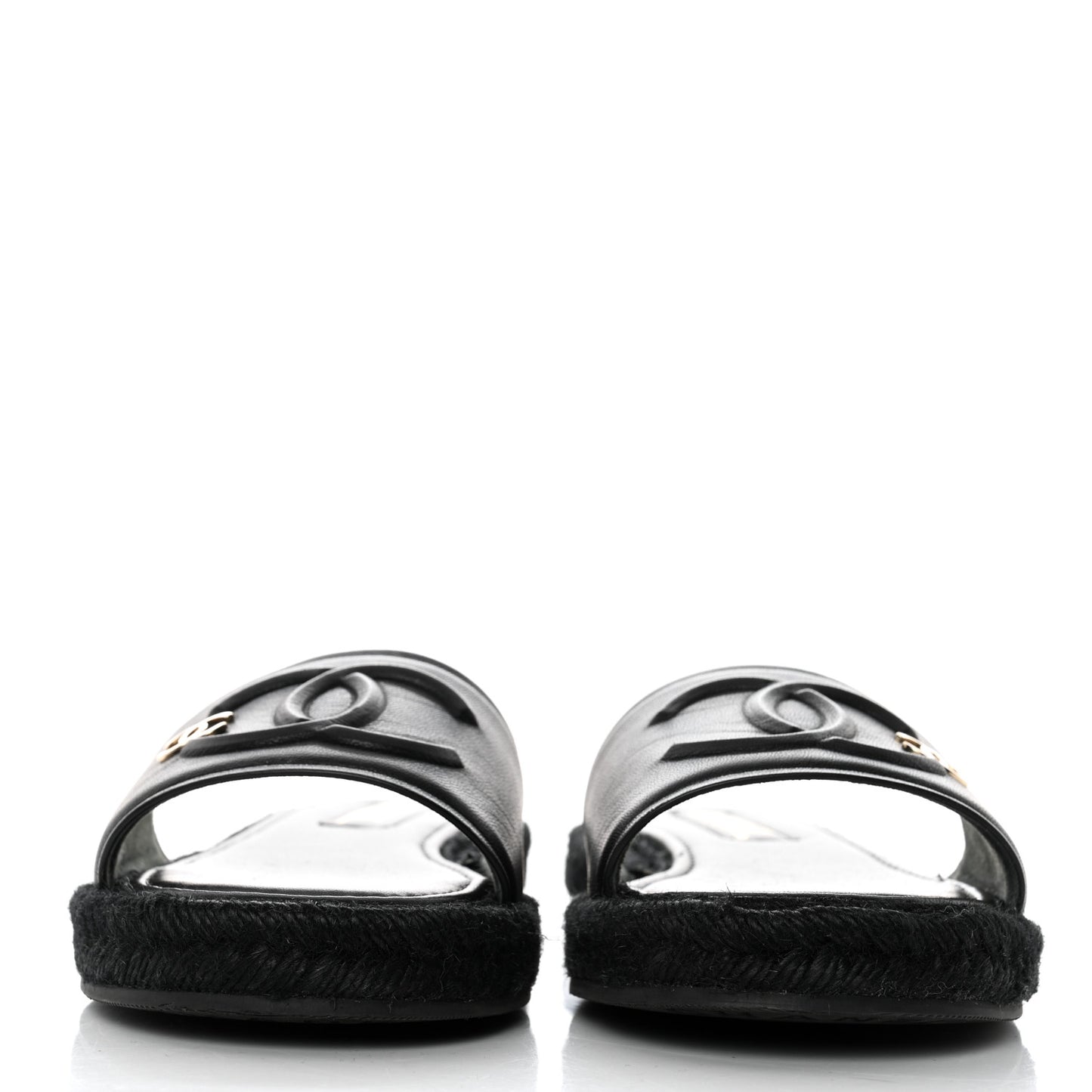 Lambskin Espadrille Mule Sandals 38 Black