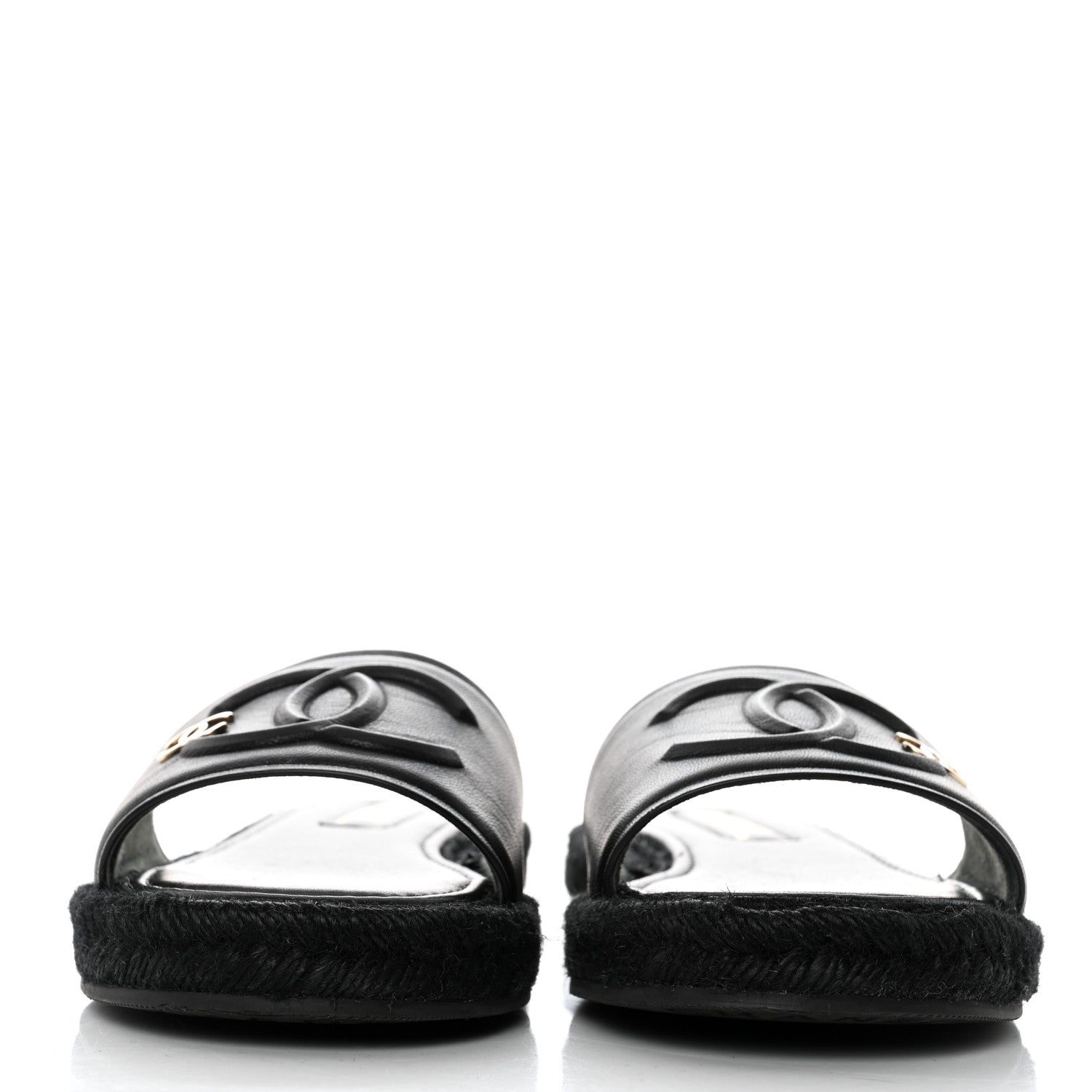 Chanel Lambskin Espadrille Mule Sandals 38 Black 2 of 9