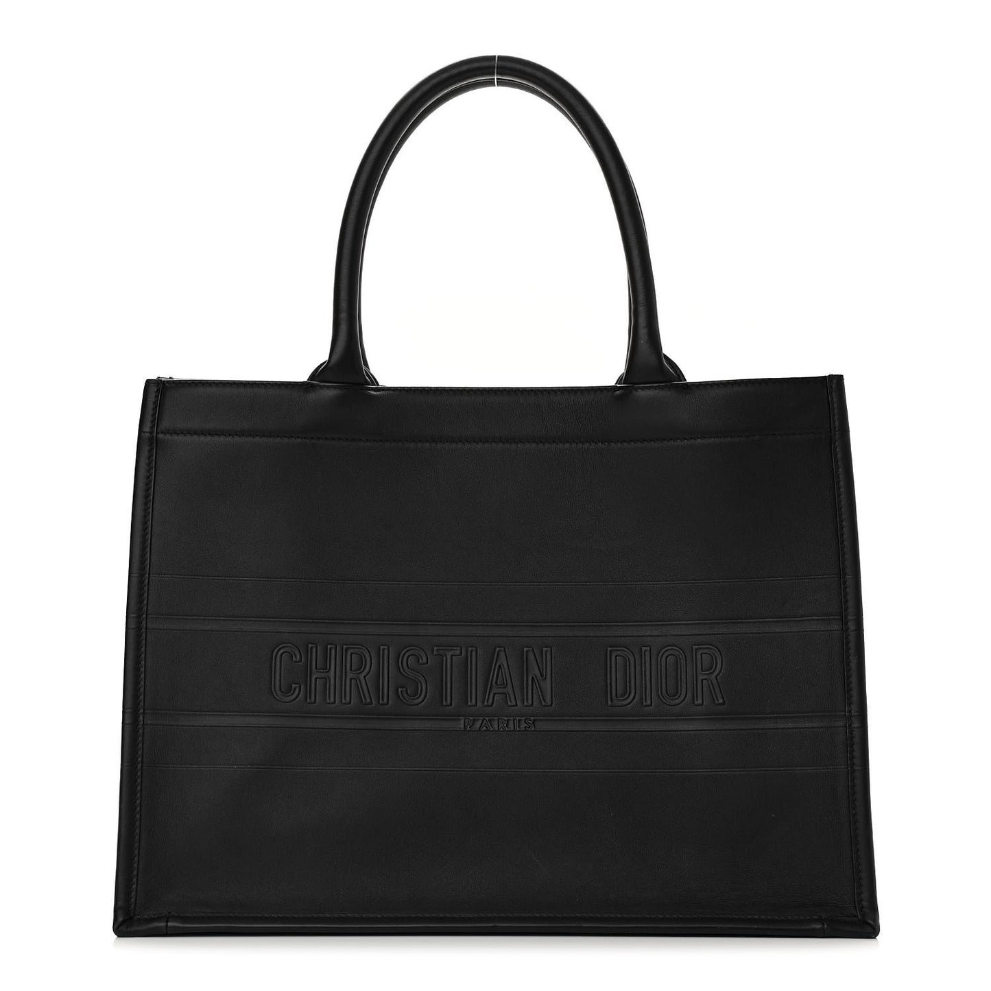 Calfskin Embossed Medium Book Tote Black