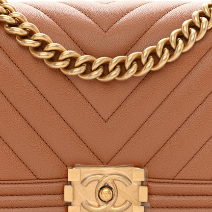Chanel Caviar Chevron Quilted Medium Boy Flap Brown 8 of 11