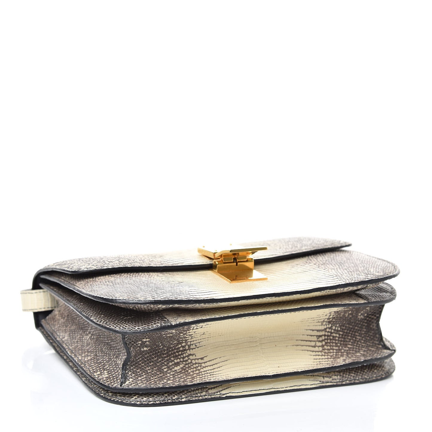 Lizard Medium Classic Box Flap Bag Natural