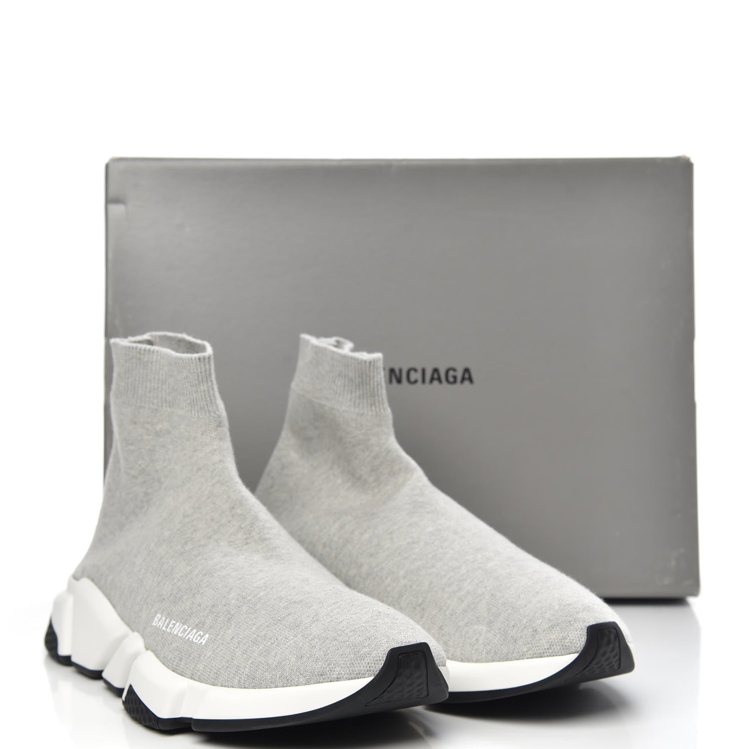 Balenciaga Sweatshirt Knit Bi-Color Sole Mens Speed Sneakers 45 Grey White Black 8 of 8