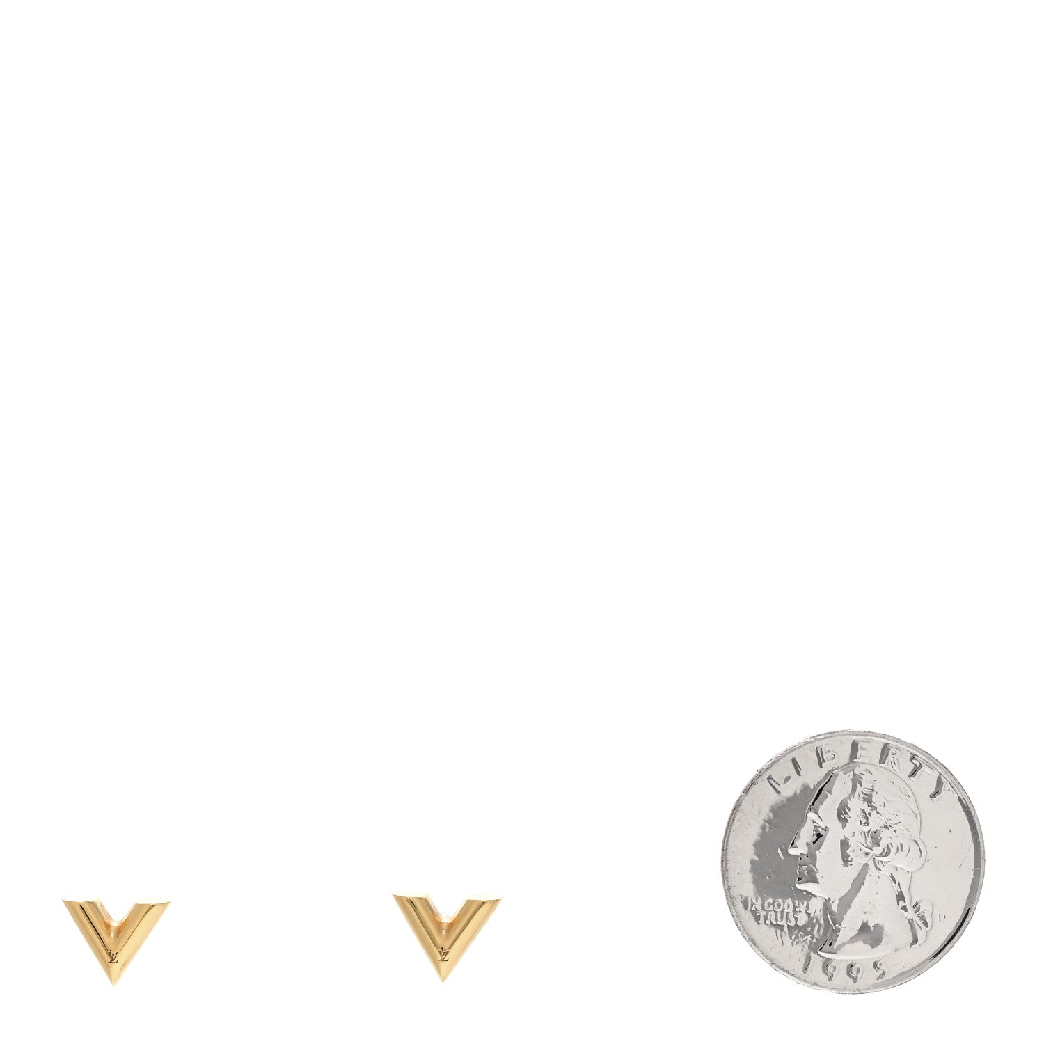 Louis Vuitton Brass Essential V Stud Earrings Gold 2 of 4
