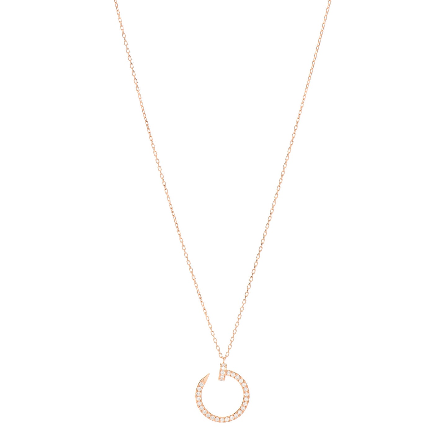18K Pink Gold Diamond Juste Un Clou Paved Pendant Necklace